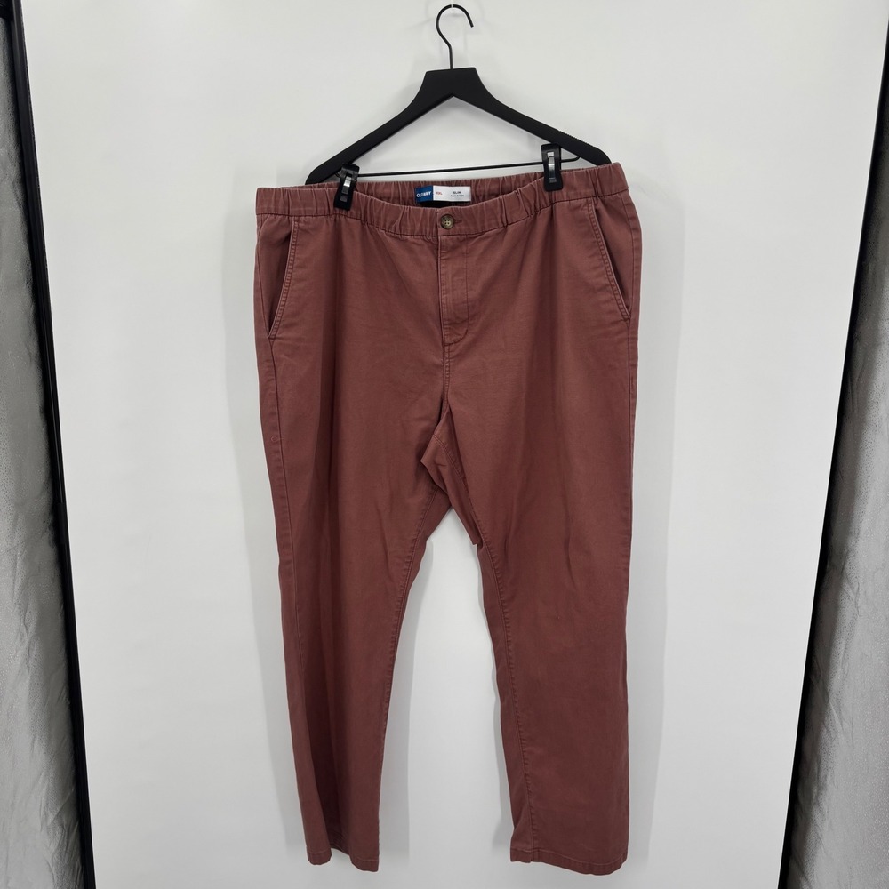 Old Navy Mens XXL Chino Jogger Pants‎ 42x38 Clay Red Slim Built-In Flex Elastic